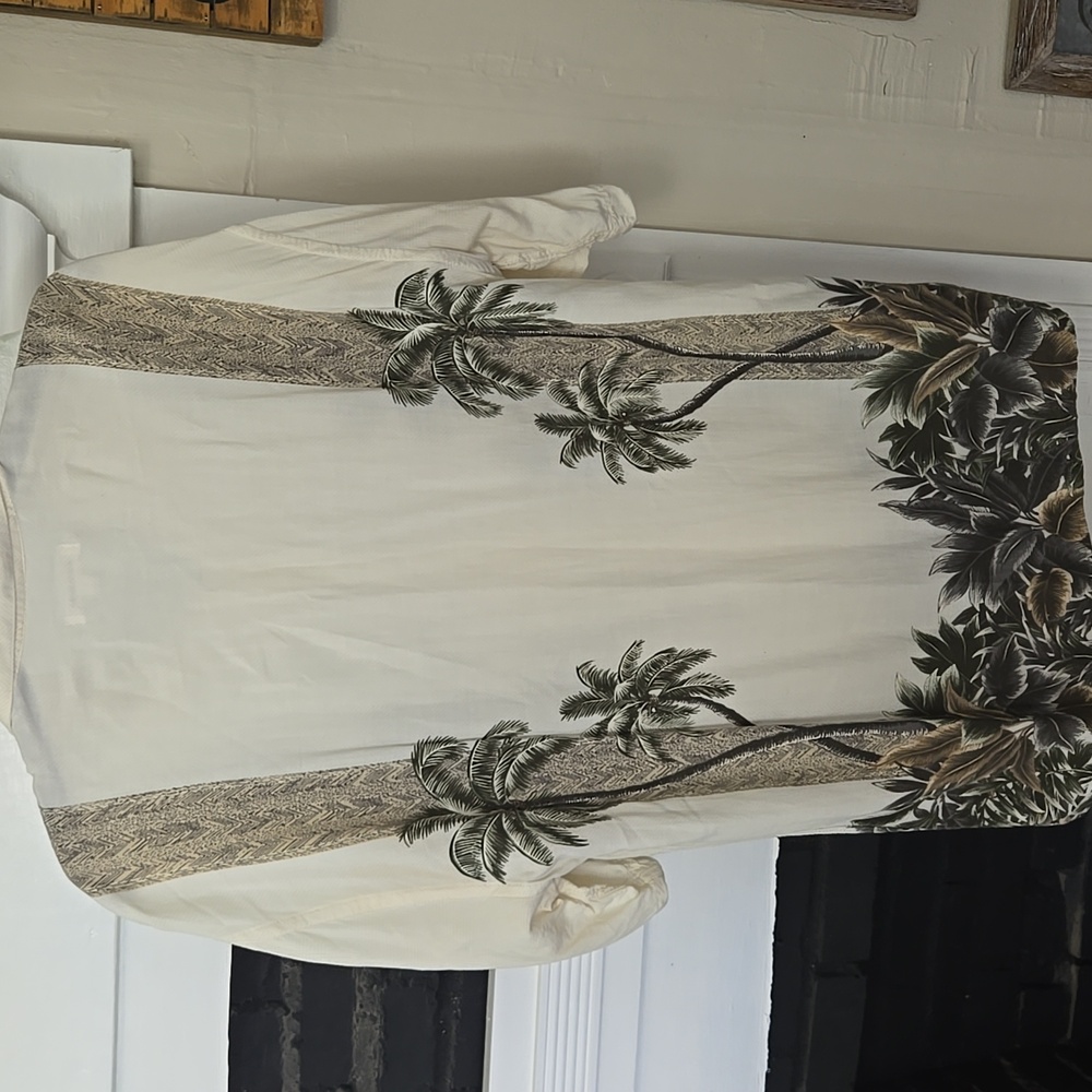Pierre Cardin Cream Casual Button Down Shirt with Tropical Print - Picture 8 of 8